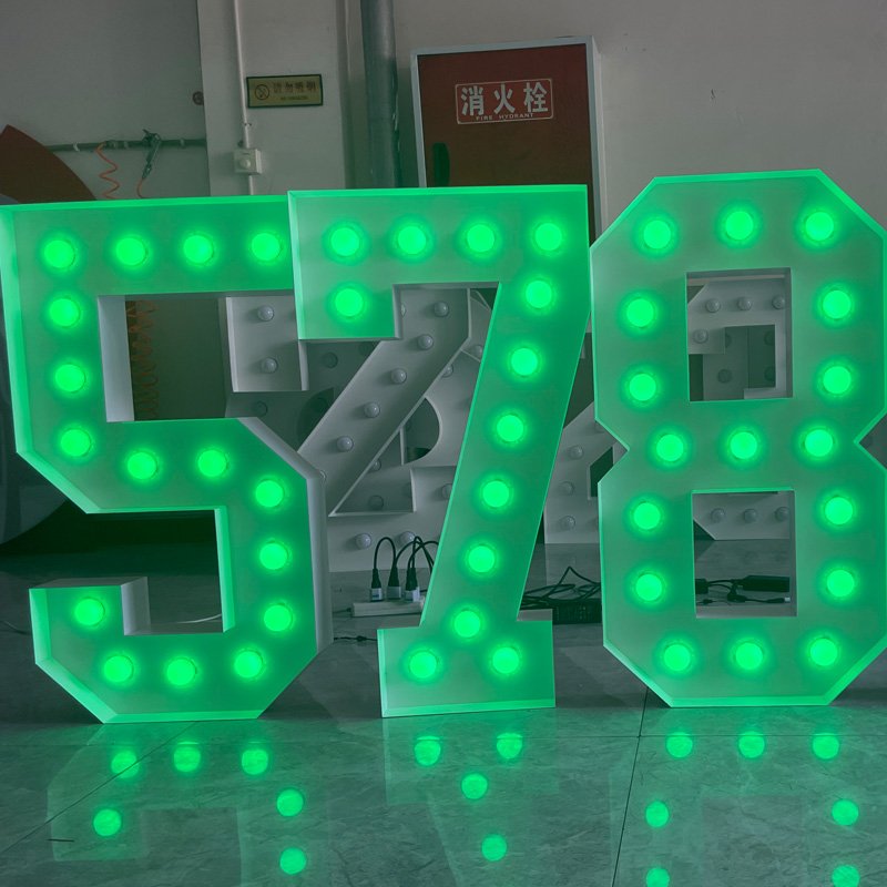 Hongsen Custom Wedding Decor RGB Big Led Giant Numbers 3ft 4ft 5ft Metal Marquee Letters for Party