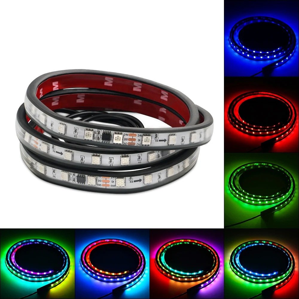 24V Trailer Van Bus Lorry Caravan Truck LED Strip Light Warning Driving Grille Streamer Light Strip Colorful Atmosphere Lamp