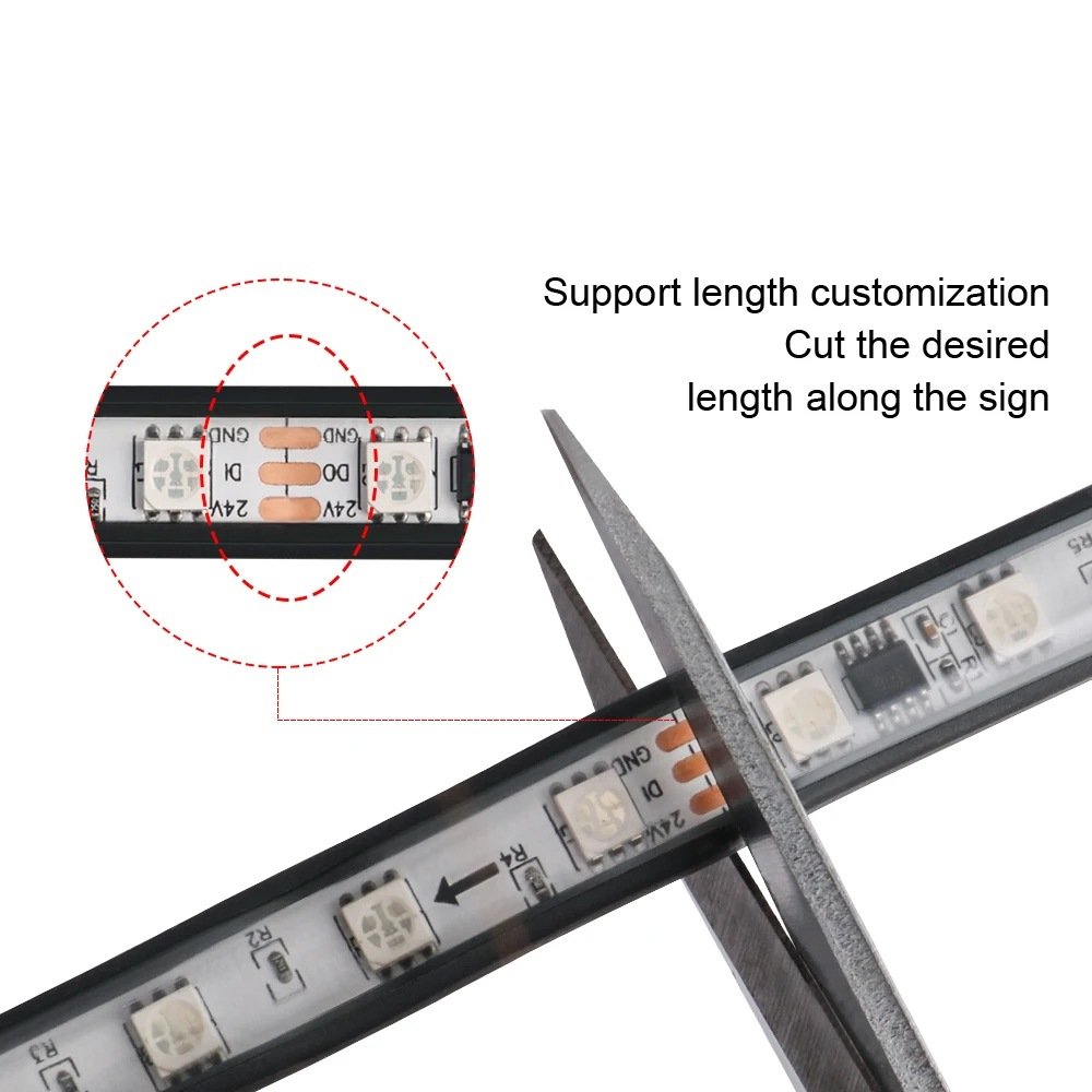 24V Trailer Van Bus Lorry Caravan Truck LED Strip Light Warning Driving Grille Streamer Light Strip Colorful Atmosphere Lamp