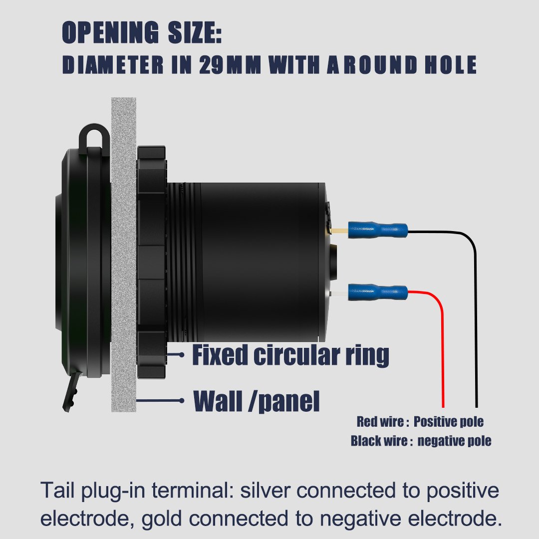 Custom Universal Flush Mount Fast Charge Led Light 12V 24V 3 Usb Port Charger Outlet Plug Socket for Bus Seat Bike Fleet