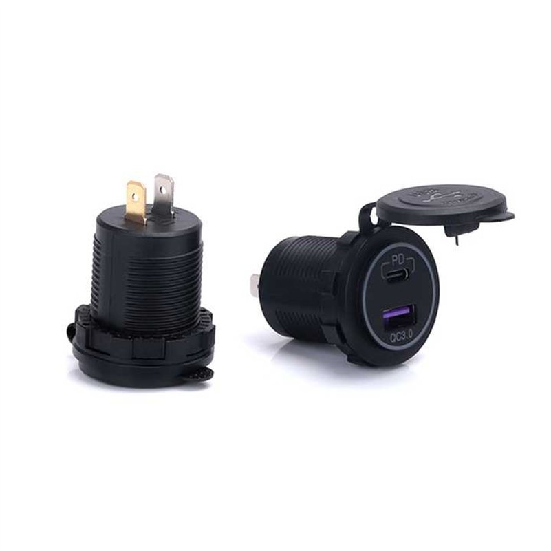 Factory Direct Sale 36W PD Type C+18W QC 3.0 Fast Charging 12V USB C Car Adapter with 2 Ports for 12-24V Models Golf Boat