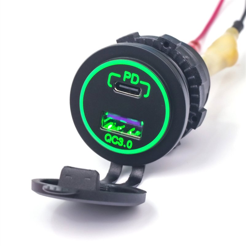 Factory Direct Sale 36W PD Type C+18W QC 3.0 Fast Charging 12V USB C Car Adapter with 2 Ports for 12-24V Models Golf Boat