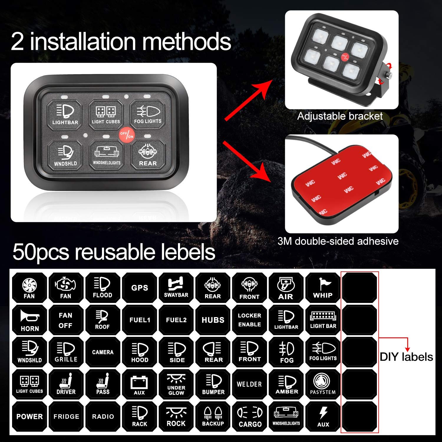 12V Car Switch Panel 6 Gang Universal Circuit Control Box Relay System Automatic Dimmable Ford Ranger Switch Panel for Truck