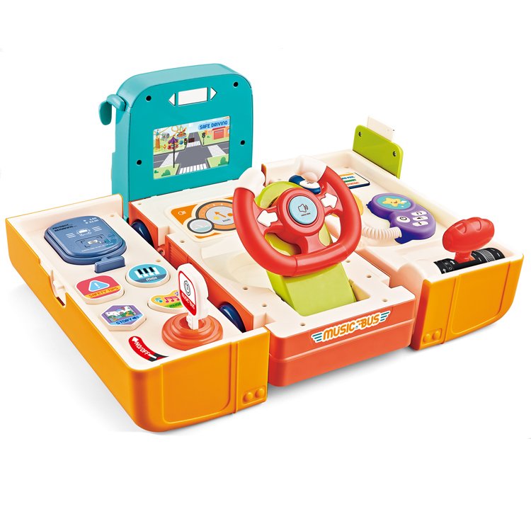Interactive Early Educational Toy Deformation Steering Wheel Musical Bus Bo Toy Dismounting Toy