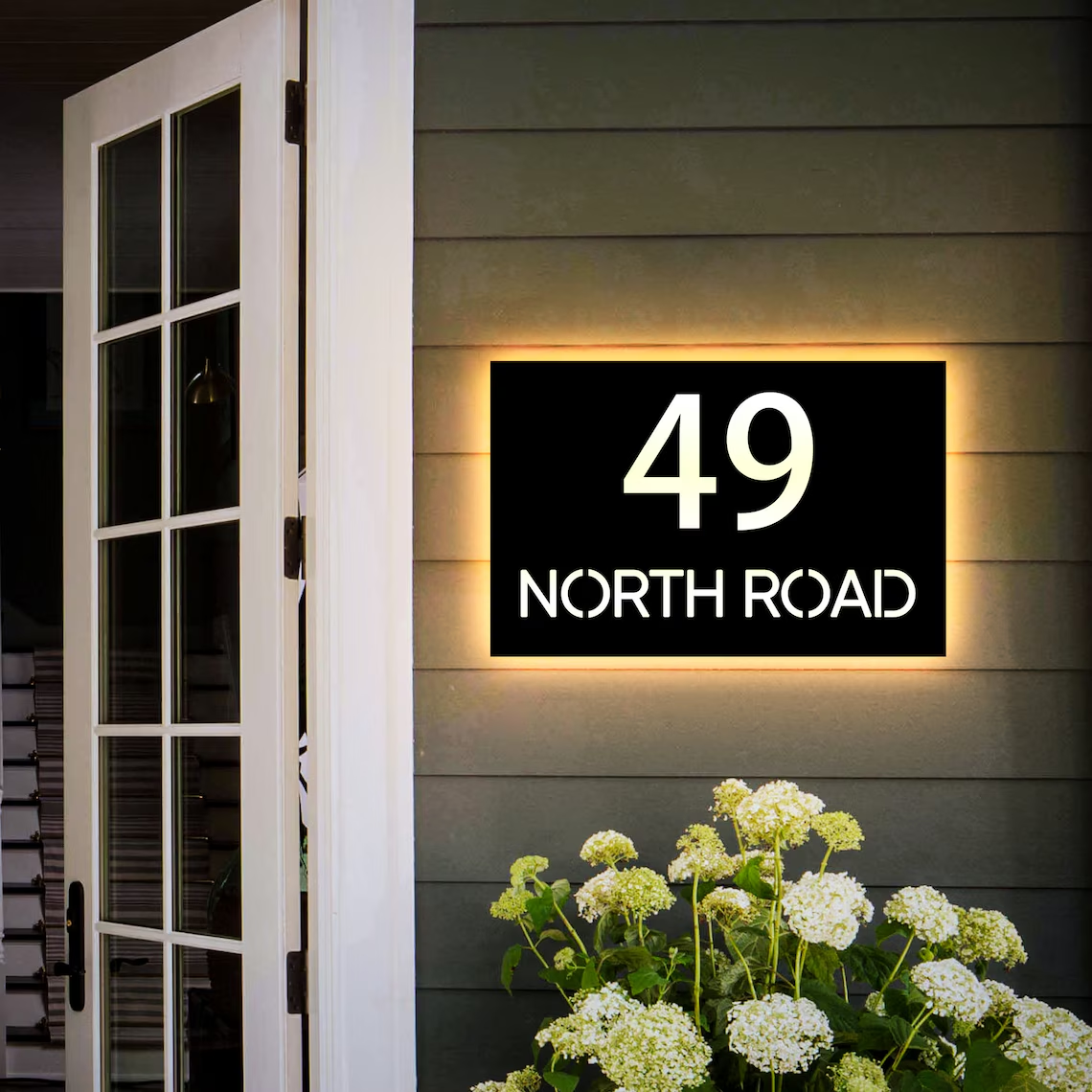 Custom Led House Number,Modern Address Number Sign,Personalized Led Address Box ,Metallic Stainless Steel Led Light Box