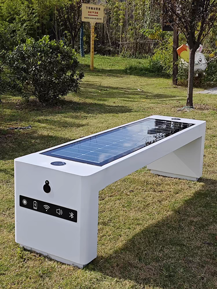 Solar Smart Street Furniture Urban Seats for Outdoor Use Solar Powered Metal Bus Stop with Waiting Bench