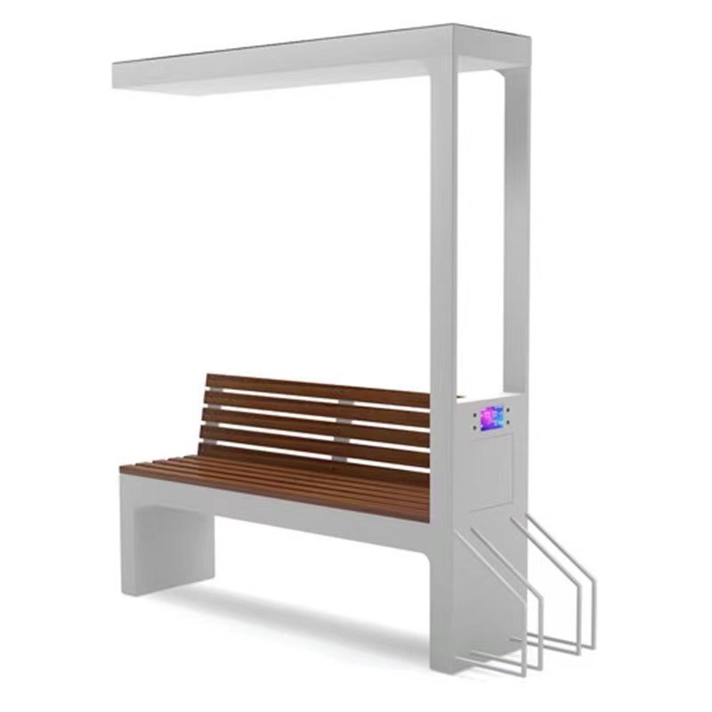 Solar Smart Street Furniture Urban Seats for Outdoor Use Solar Powered Metal Bus Stop with Waiting Bench