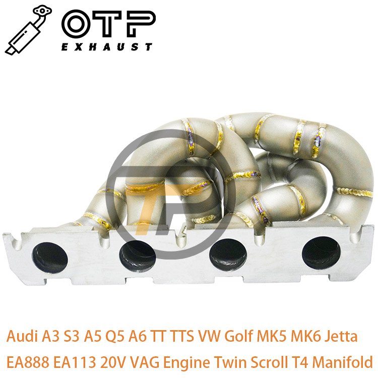OTP Exhaust Pipe for 3'' Au Di A3 S3 A5 Q5 A6 TT TTS V W Golf MK5 MK6 Je Tta EA888 EA113 20V VAG Engine Twin Scroll T4 Manifold