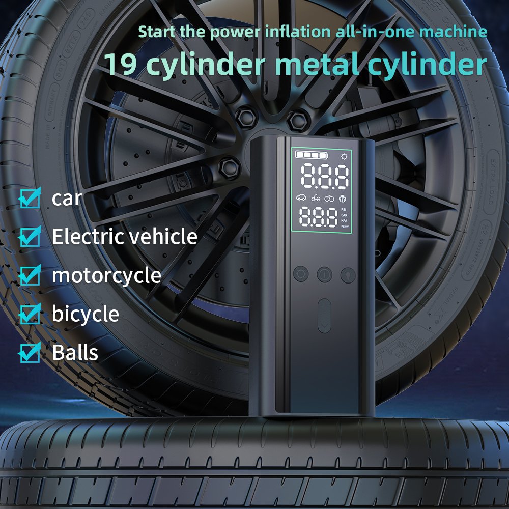 Portable Electric Air Pump Tire Inflator Rechargeable Powerbank for Car Bicycle Motor (wireless Type C Cable) for BMW