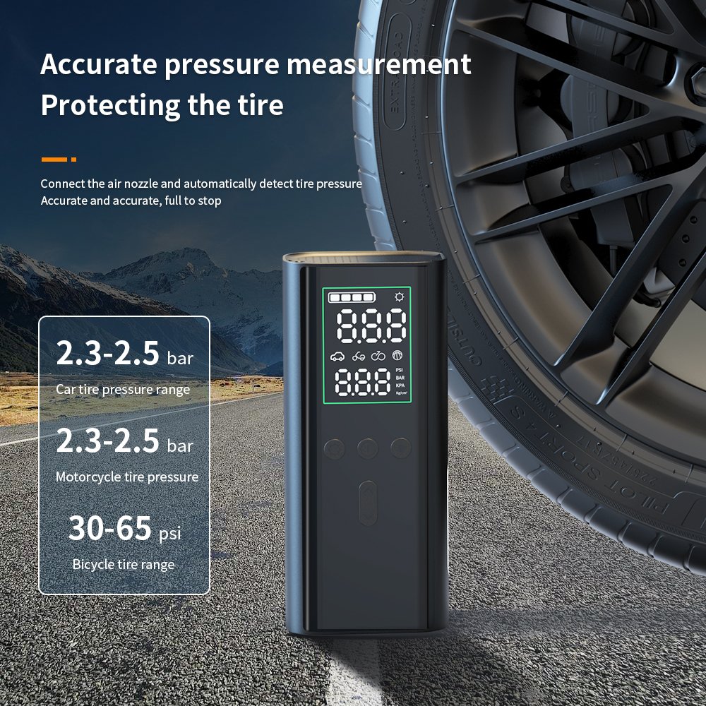 Portable Electric Air Pump Tire Inflator Rechargeable Powerbank for Car Bicycle Motor (wireless Type C Cable) for BMW