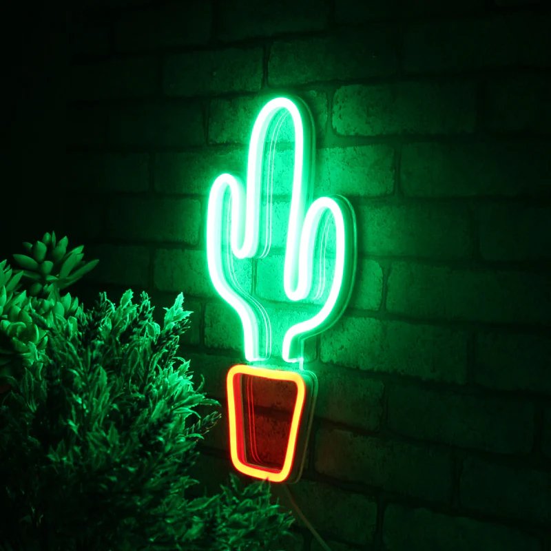Custom Cactus Neon Sign LED Light Advertising Decor Lamp Light for Christmas Birthday Wedding Party Children's Room Wall