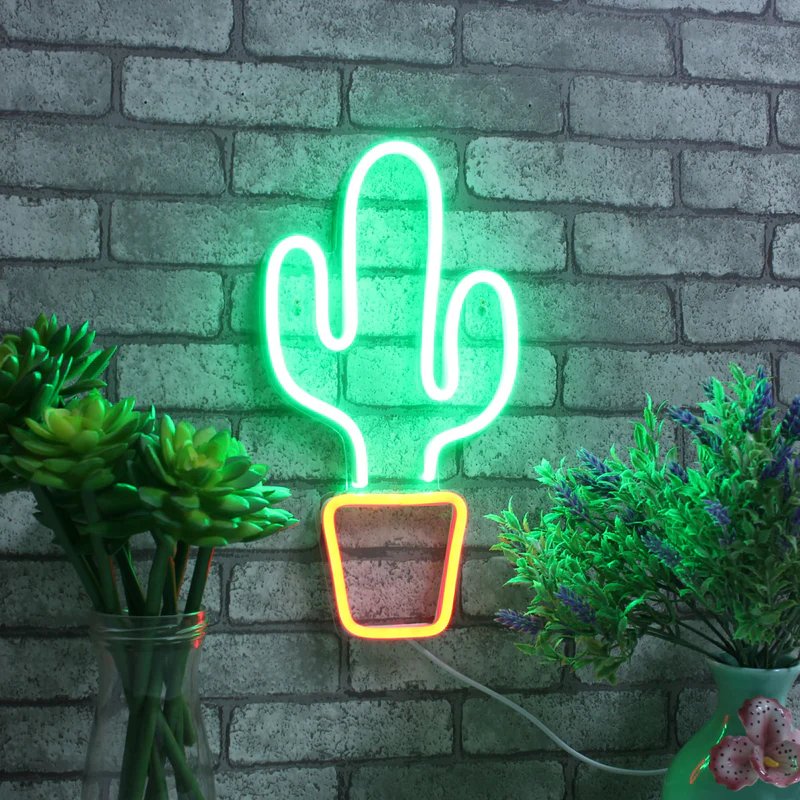 Custom Cactus Neon Sign LED Light Advertising Decor Lamp Light for Christmas Birthday Wedding Party Children's Room Wall