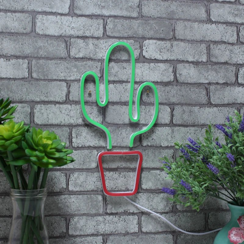 Custom Cactus Neon Sign LED Light Advertising Decor Lamp Light for Christmas Birthday Wedding Party Children's Room Wall