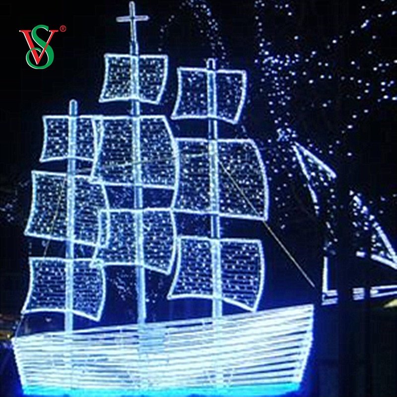 LED 3D Ship Boat Vessel Bus Train Car Motif Light for Outdoor Christmas Festival Decoration