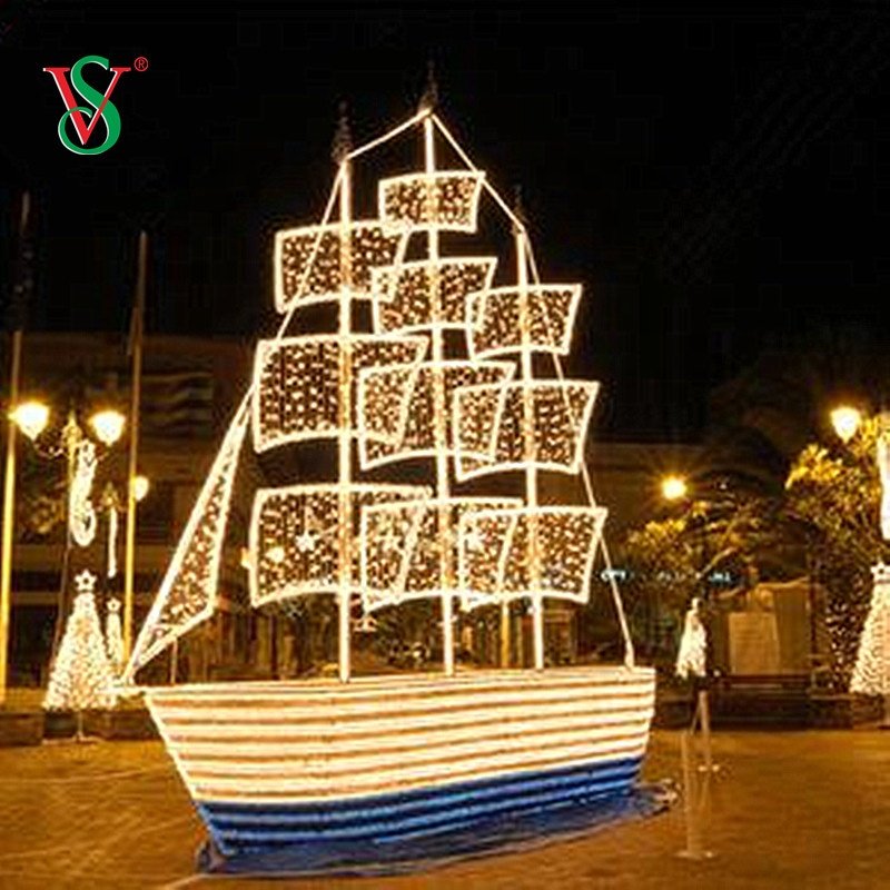 LED 3D Ship Boat Vessel Bus Train Car Motif Light for Outdoor Christmas Festival Decoration