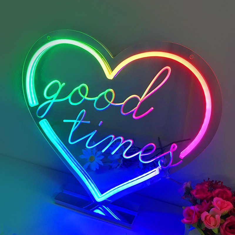 Dropshipping Mirror With Led Light Wall Mounted Dreamcolor Neon Mirror for Bedroom Wedding Decor Neon Lights