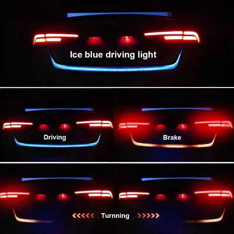 Yosovlamp 1.2M 1.5M Car Flowing Led Flexible Strip 120cm Colorful Truck Led Tail Light Stripes RGB Rear Brake Turn Signal Light