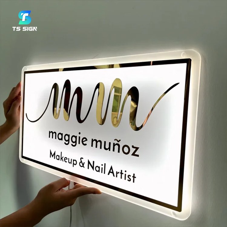 Acrylic Neon Salon Sign With Backlight Custom Reception Logo Storefront Sign, Beauty Salon Sign, Business Backlit Signboard