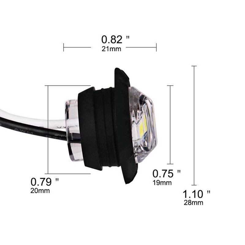 3/4" Round LED Bullet Marker Lights Front Rear Side Marker 3LED Turn Warn Light Trailer Van Truck Side Signal Light