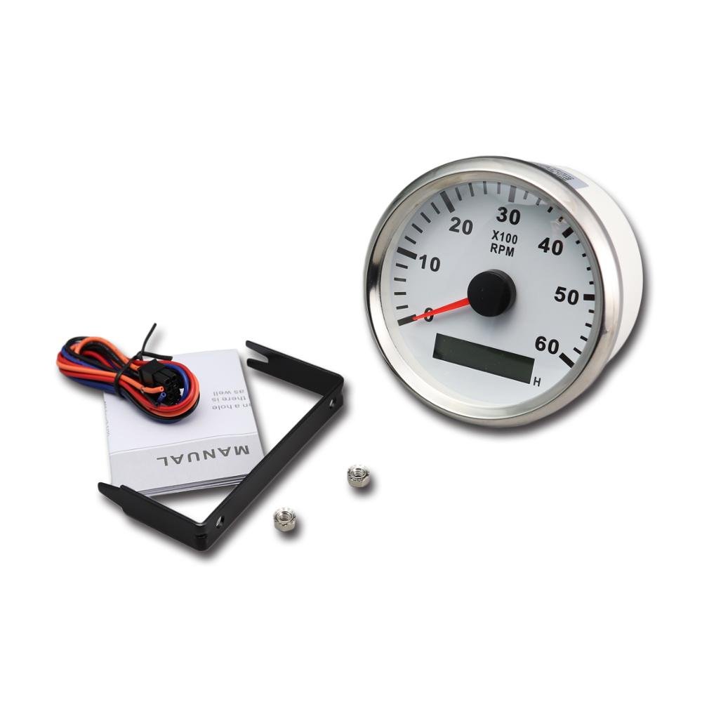 85mm 100% Waterproof White and Amber LED Engine Rpm Tachometer