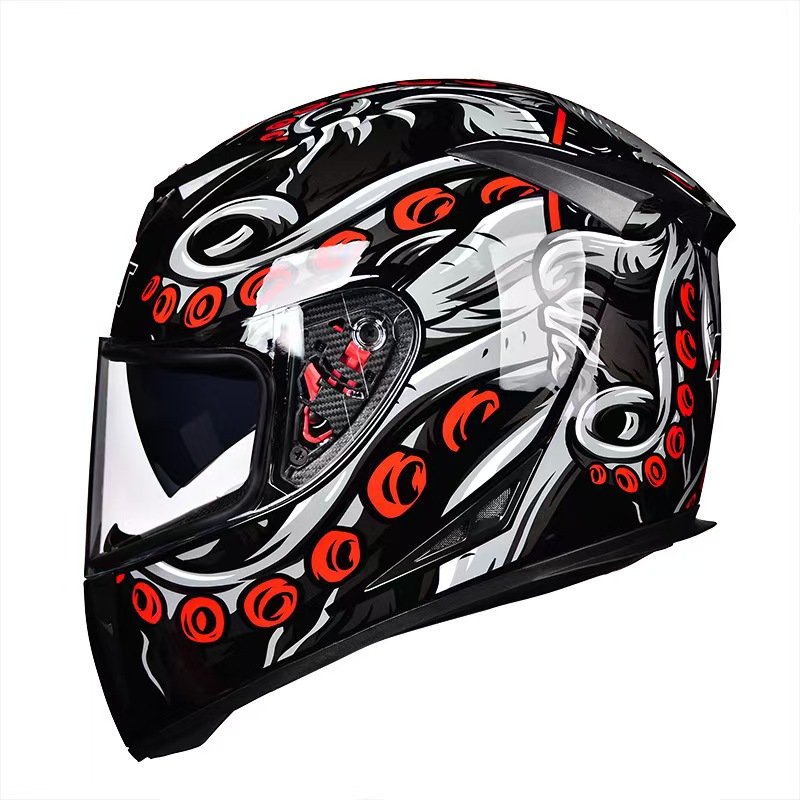 Unique Personality Fashion Colors Safety Unisex Double Lens Big Tail Motorcycle Helmet Full Face Helmets For Men