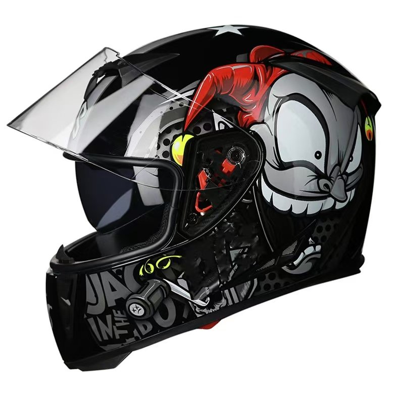 Unique Personality Fashion Colors Safety Unisex Double Lens Big Tail Motorcycle Helmet Full Face Helmets For Men