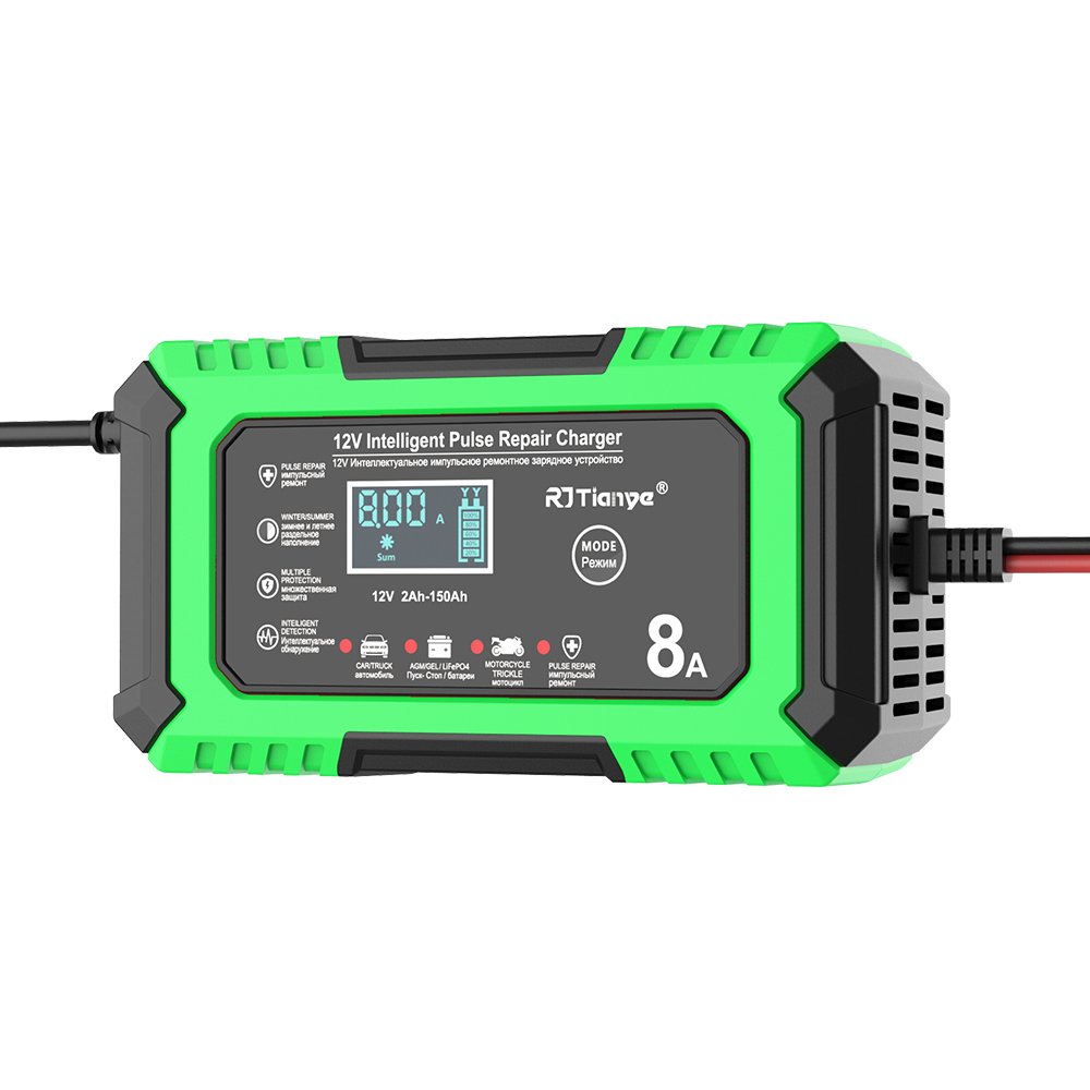 Latest trending products 12V 8A battery charger 12 volt Car/Motorcycle battery charger Compatible with LiFePO4