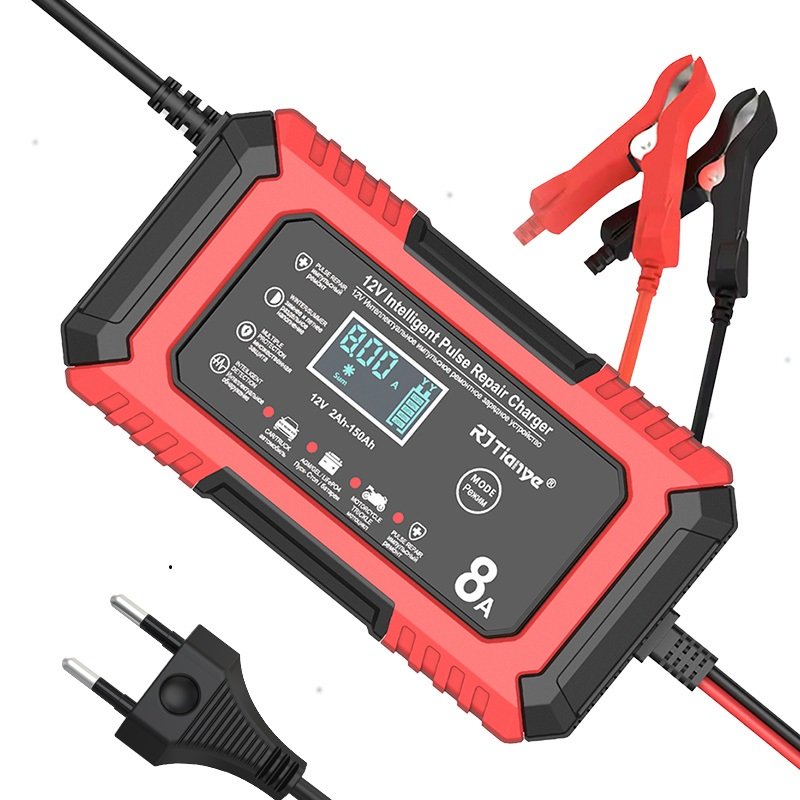 Latest trending products 12V 8A battery charger 12 volt Car/Motorcycle battery charger Compatible with LiFePO4