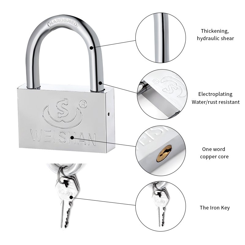 Factory wholesale cheap luggage home iron door anti-theft 25mm electroplated square lock