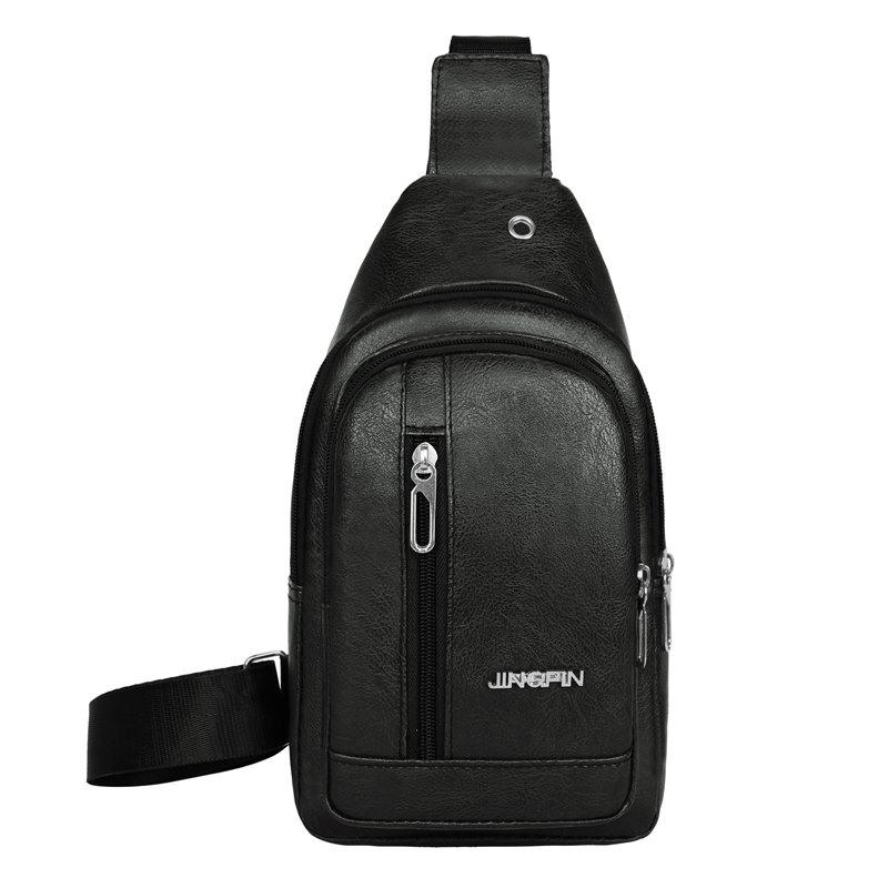 Men's chest bag PU leather crossbody bag Mobile wallet Outdoor sports sling bag Waterproof waist pack