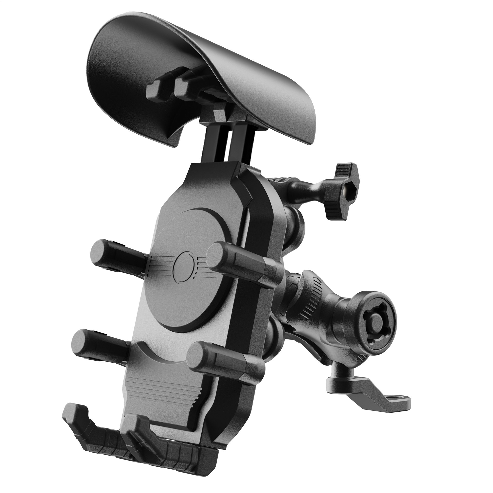 Anti-theft motorcycle phone mount with vibration damper action camera base