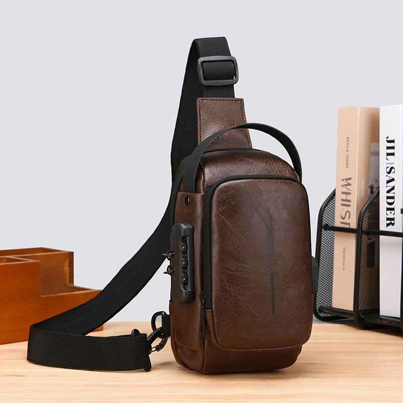 2024 new polyurethane waterproof chest bag password lock anti-theft men's riding bag outdoor crossbodybag Fanny pack