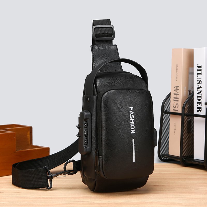 2024 new polyurethane waterproof chest bag password lock anti-theft men's riding bag outdoor crossbodybag Fanny pack