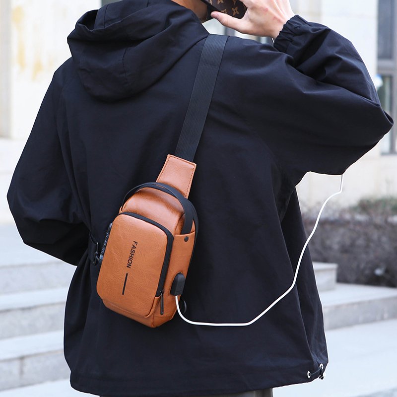 2024 new polyurethane waterproof chest bag password lock anti-theft men's riding bag outdoor crossbodybag Fanny pack