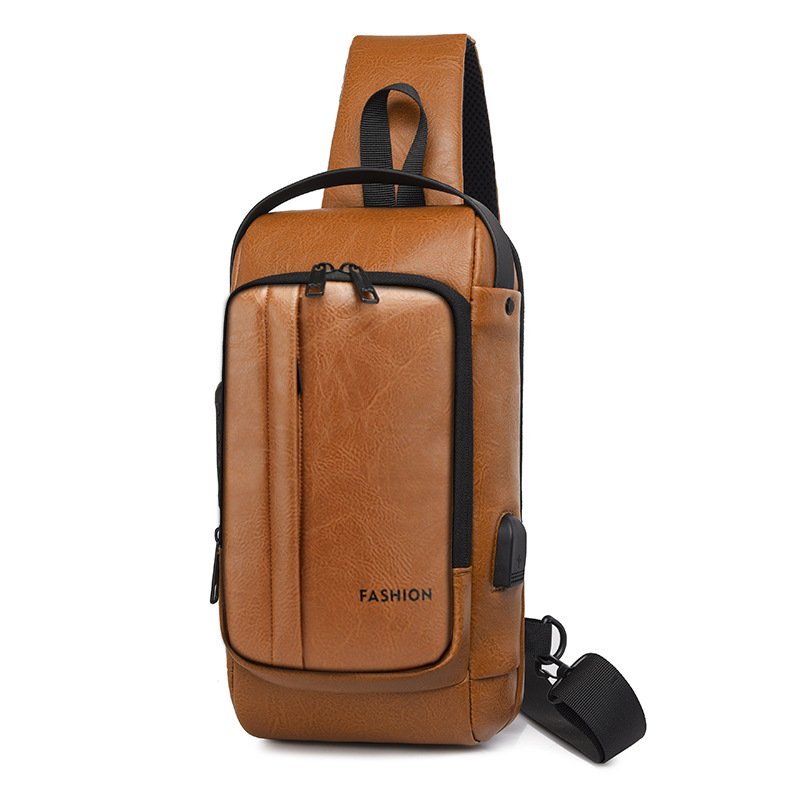 Custom Logo Motorcycle Chest Bag Password Lock Anti-Theft USB Port Fashion Fanny Pack Crossbody Bag Men
