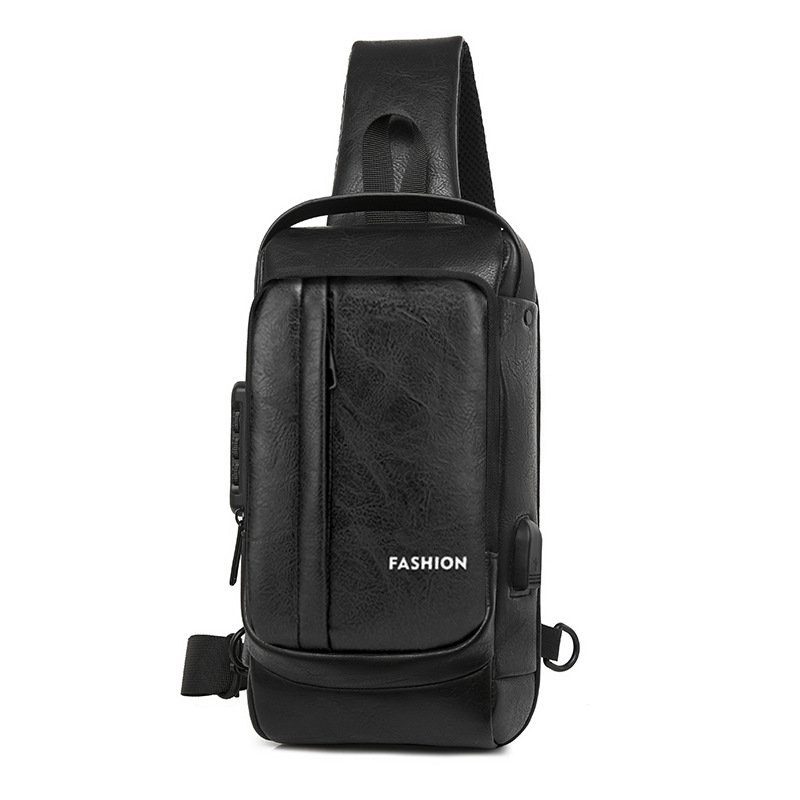 Custom Logo Motorcycle Chest Bag Password Lock Anti-Theft USB Port Fashion Fanny Pack Crossbody Bag Men