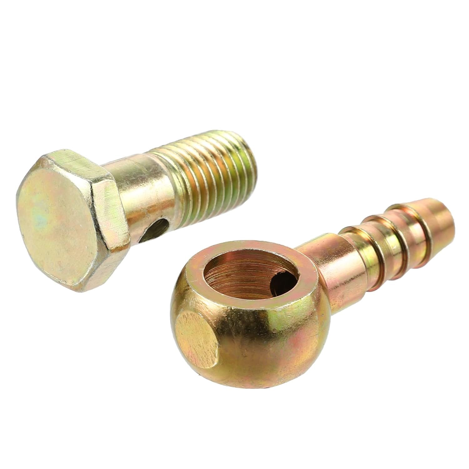 Banjo Hose Barb Bolt Fittings Bronze Tone for Motorcycle Car Durable Material