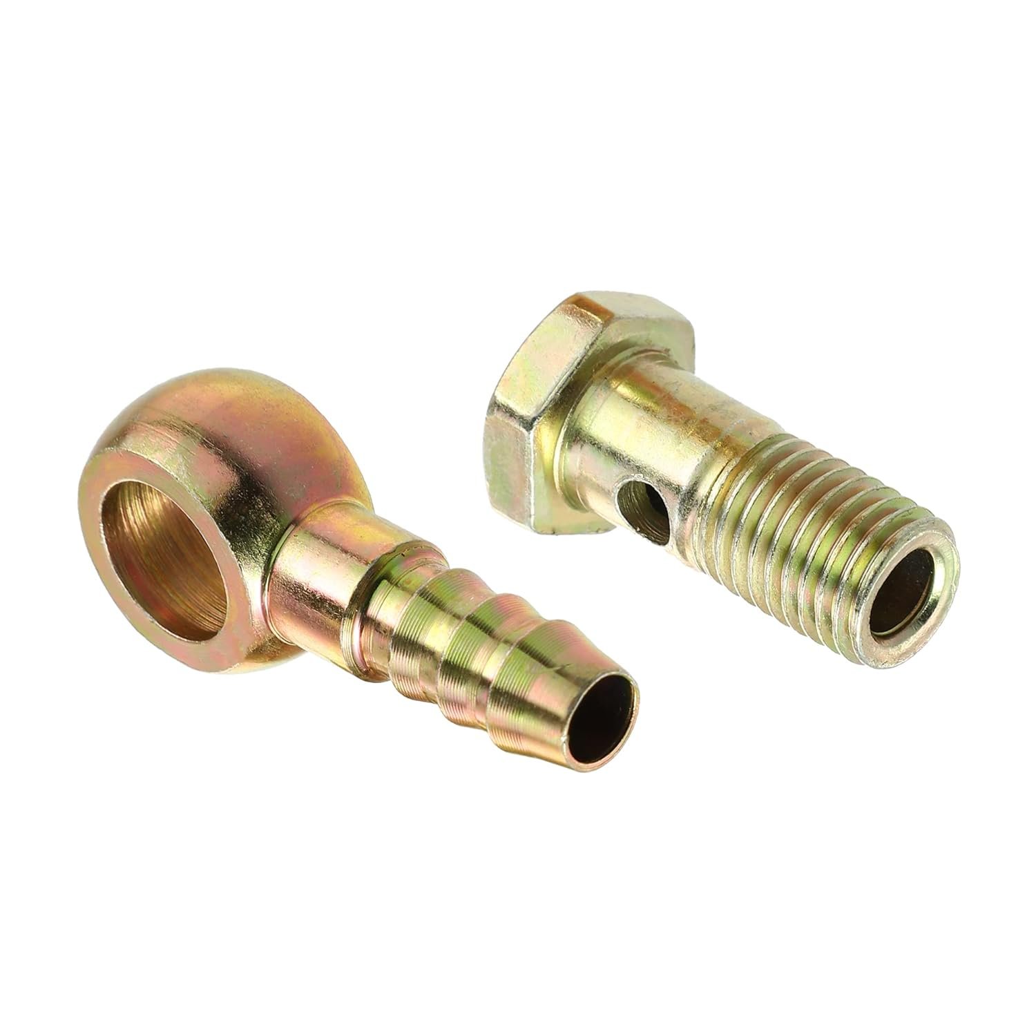 Banjo Hose Barb Bolt Fittings Bronze Tone for Motorcycle Car Durable Material