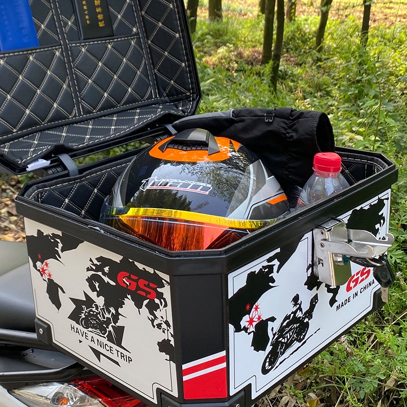 GSB 45L Motorcycle Top Box ABS Waterproof Roof Trunk for Urban Commute and Long Distance Tours Used Condition Alloy Tail Boxes