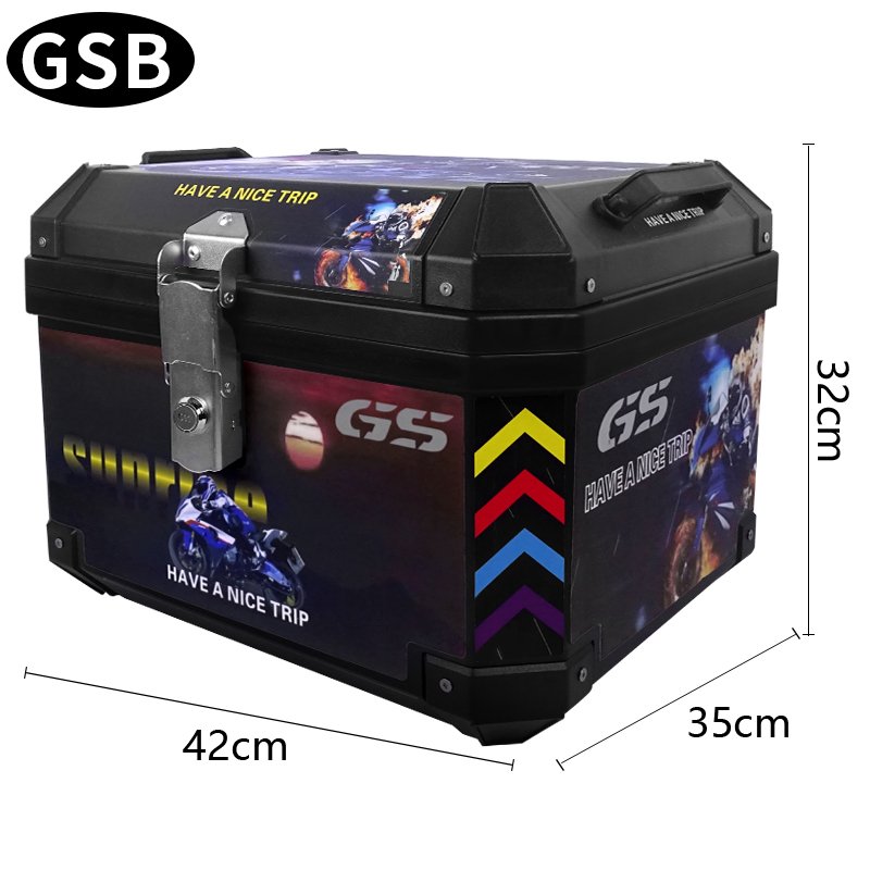 GSB 45L Motorcycle Top Box ABS Waterproof Roof Trunk for Urban Commute and Long Distance Tours Used Condition Alloy Tail Boxes