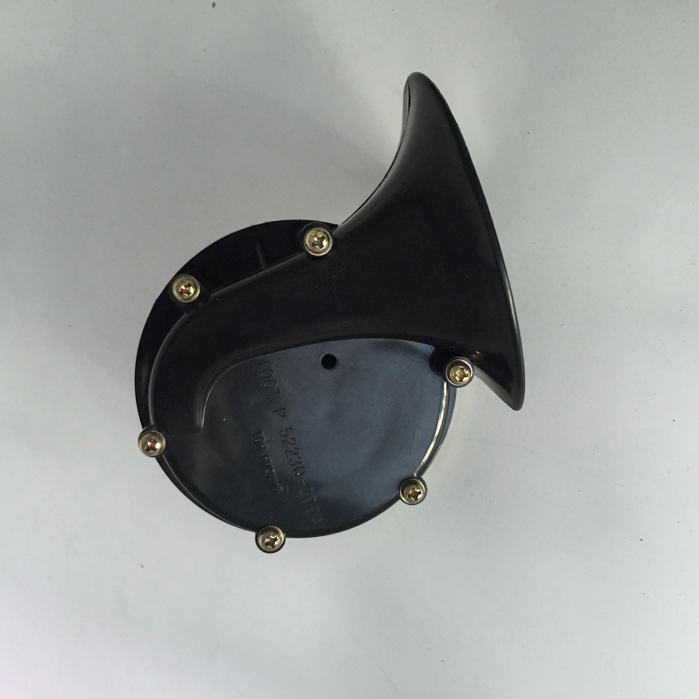 Oversized black snail electric horn used on cars and motorcycles