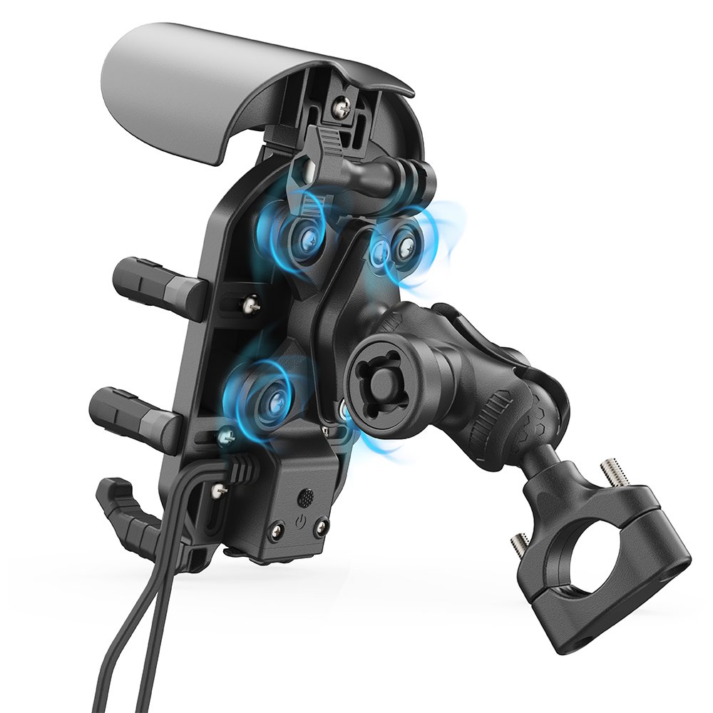 New 15W wireless phone charger motorcycle mount with sunshade hat