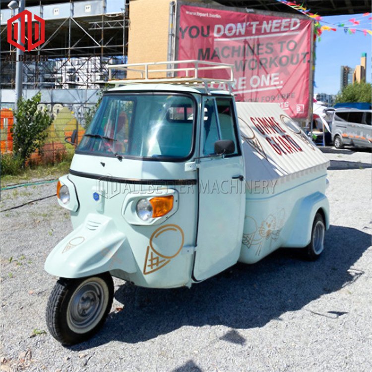 Outdoor Mobile Kitchen Tricycle Electric Food Truck Catering Ice Cream Truck Ape 50 Wheeler Price Ice Cream Hot Dog Food Cart