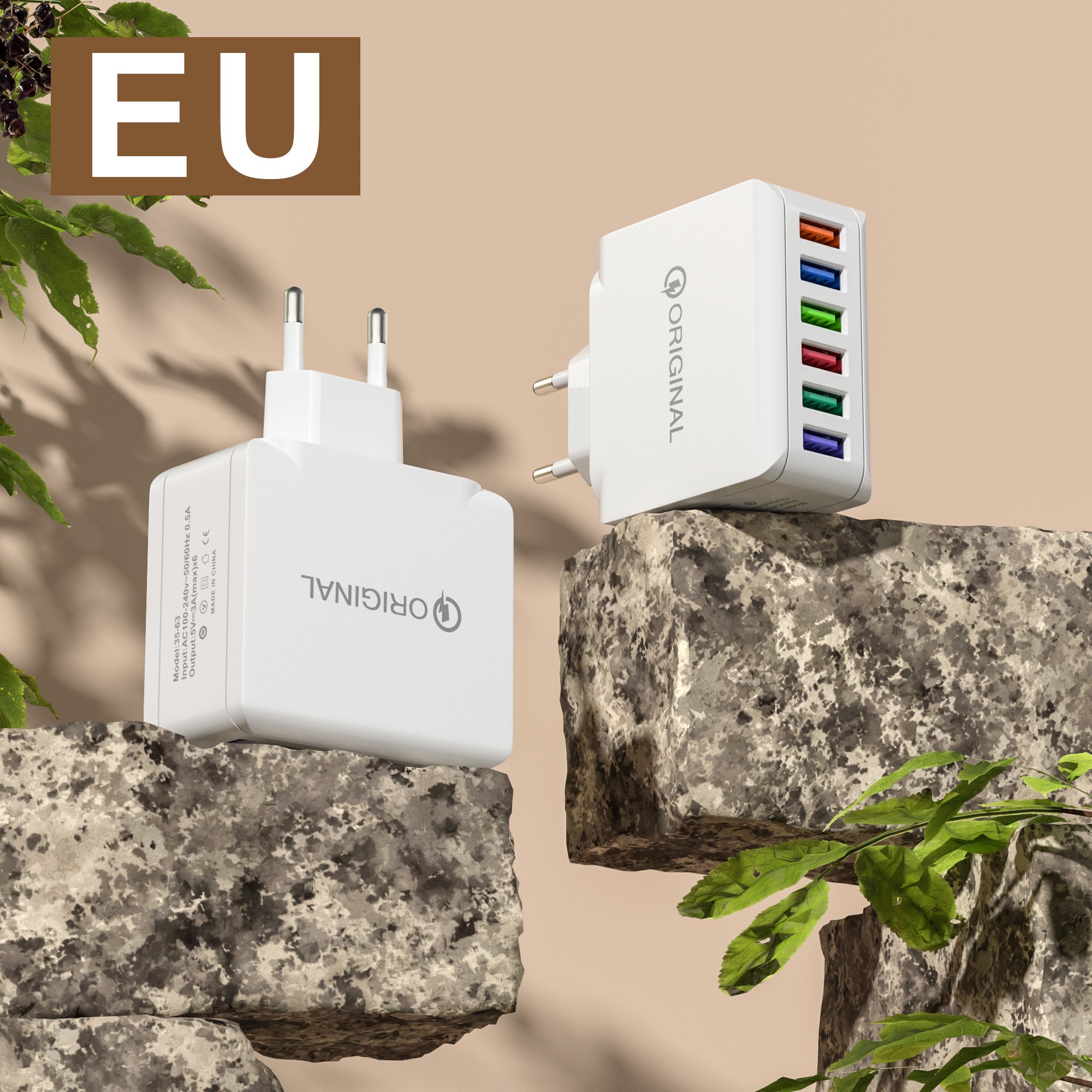 6-port multi-function charger Usb Fast charging head mobile phone travel charger adapter used for Samsung for iPhone