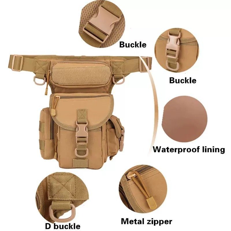 Outdoor Waterproof camouflage waist bag bag motorcycle tactical thigh sling bag Hiking Camping Hunting Fishing Tactical Backpack