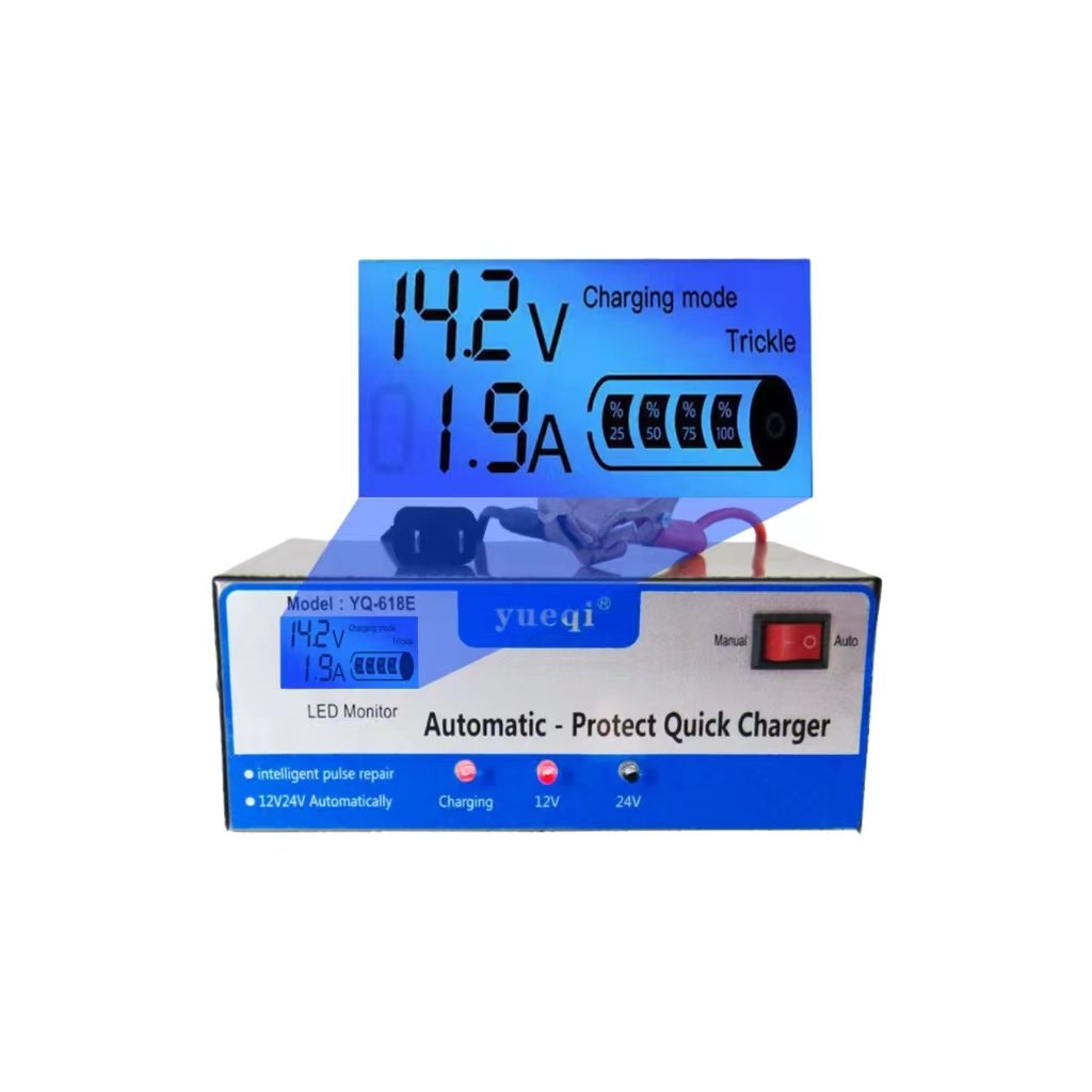 LCD Intelligent Pulse Repair Car Motorcycle Battery Charger 12V24V for Vehicle Use