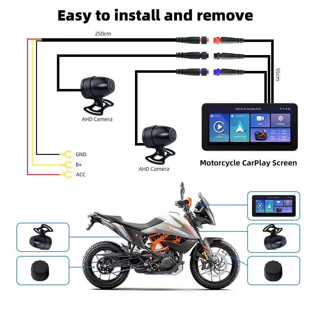 Portable Waterproof Motor Navigator Wireless Motorcycle Carplay 6.3 Inch BT TPMS OTA Linux System Auto Gps Motorcycle Navigation