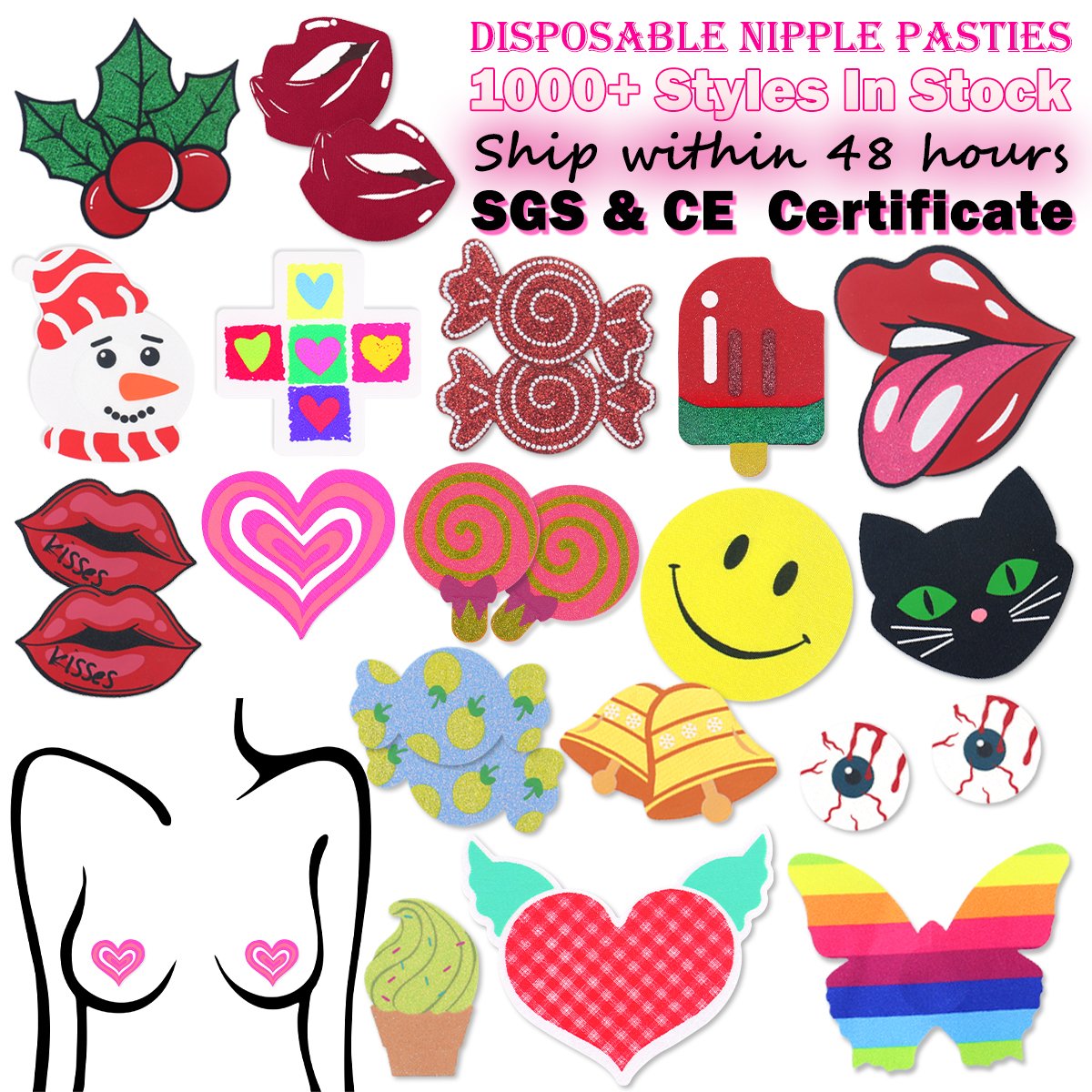 Cute Girl Matte Boobs Breast Pasty Accessories Sexy Nipples Cover Disposable Custom Nipple Pasties Sticker