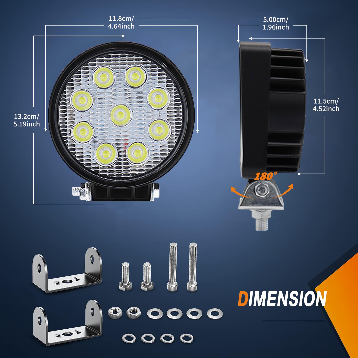 Raych 27W 4INCH Offroad 4x4 Spot Fog Lamp White Cube Led Driving Work Light For Truck Vehicle ATV Motorcycle SUV
