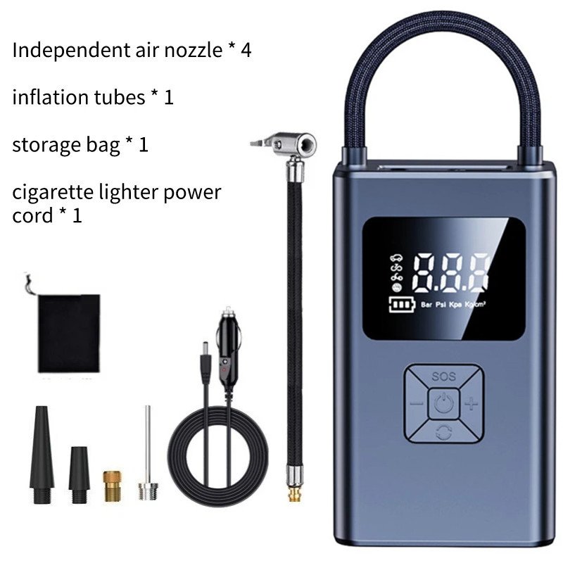 Dual Power Wireless Tire Inflator Pump Portable Air Compressor Car Motorcycle 4000mAh 60W Tyre Electric Inflation